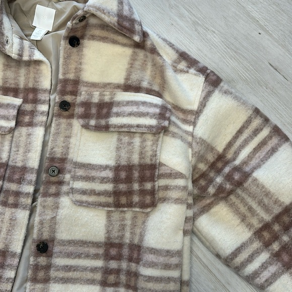 *Blogger Favorite* H&M Long Dusty Rose Plaid Wool Blend Oversized Long Shacket - Picture 5 of 8